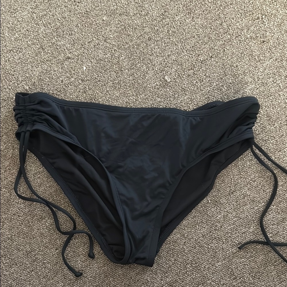 Apt. 9 Black Ruched Bikini Bottoms with Side Ties